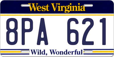 WV license plate 8PA621