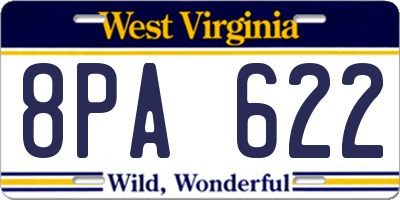 WV license plate 8PA622
