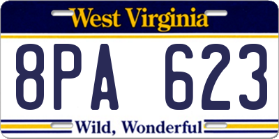 WV license plate 8PA623