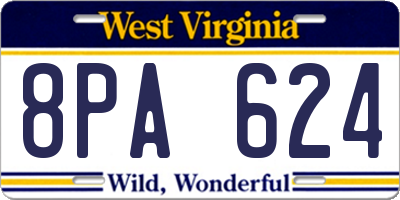 WV license plate 8PA624