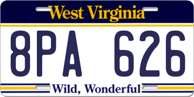WV license plate 8PA626