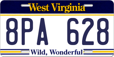 WV license plate 8PA628