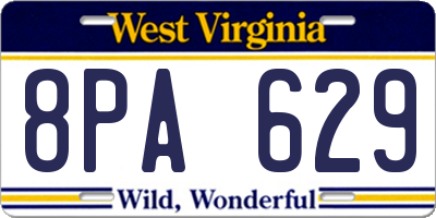 WV license plate 8PA629
