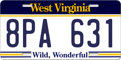 WV license plate 8PA631