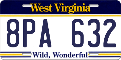 WV license plate 8PA632