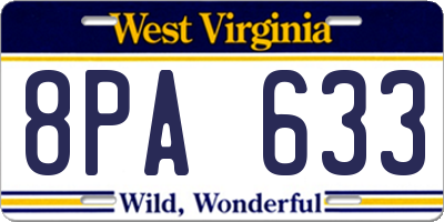WV license plate 8PA633