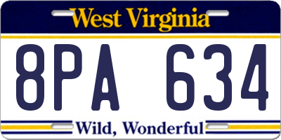 WV license plate 8PA634