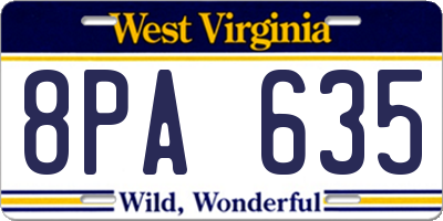WV license plate 8PA635