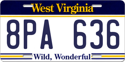 WV license plate 8PA636