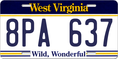 WV license plate 8PA637