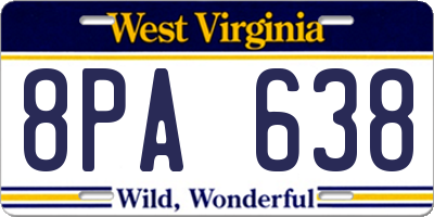 WV license plate 8PA638