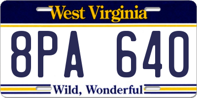 WV license plate 8PA640