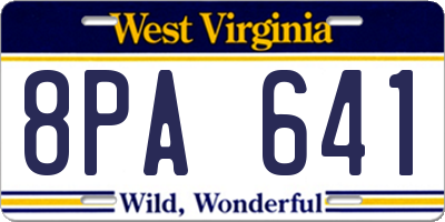 WV license plate 8PA641