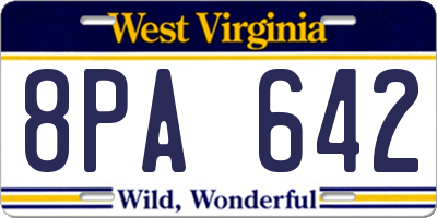 WV license plate 8PA642