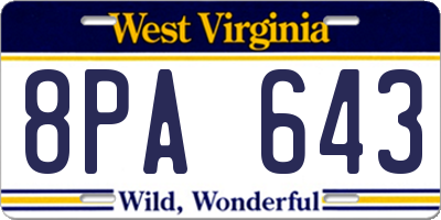 WV license plate 8PA643
