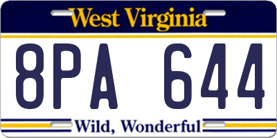 WV license plate 8PA644