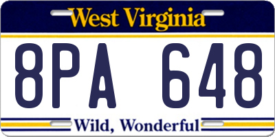 WV license plate 8PA648