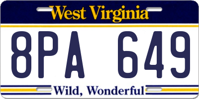 WV license plate 8PA649