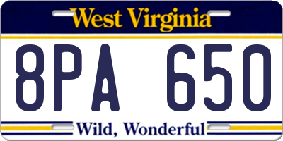 WV license plate 8PA650
