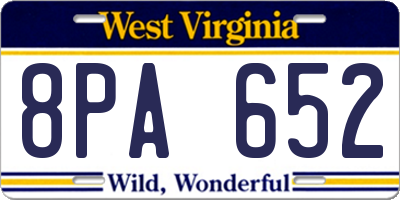 WV license plate 8PA652