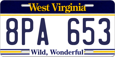 WV license plate 8PA653