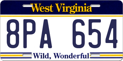 WV license plate 8PA654