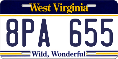 WV license plate 8PA655