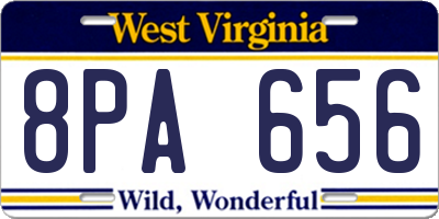 WV license plate 8PA656