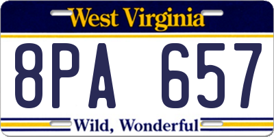 WV license plate 8PA657