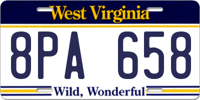 WV license plate 8PA658