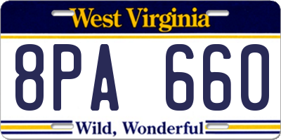 WV license plate 8PA660