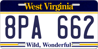 WV license plate 8PA662