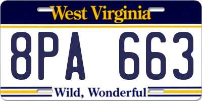 WV license plate 8PA663