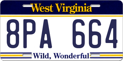 WV license plate 8PA664