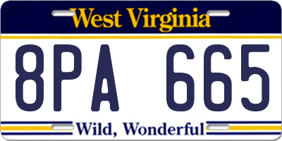 WV license plate 8PA665