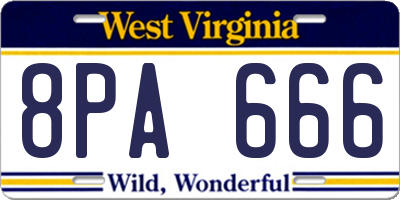 WV license plate 8PA666