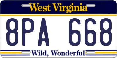 WV license plate 8PA668