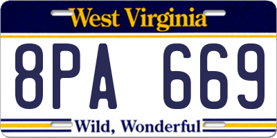 WV license plate 8PA669