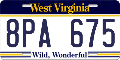 WV license plate 8PA675