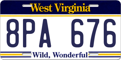 WV license plate 8PA676