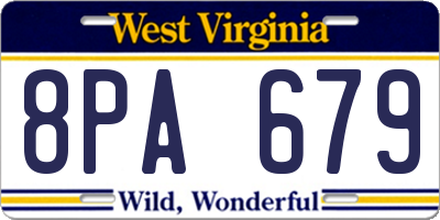 WV license plate 8PA679