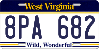 WV license plate 8PA682