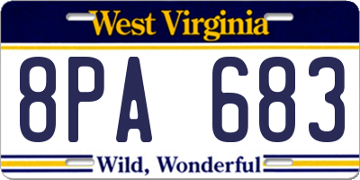 WV license plate 8PA683