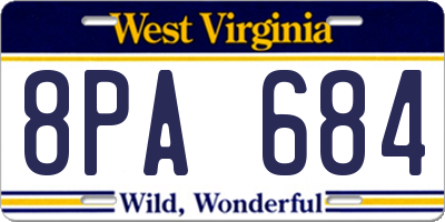 WV license plate 8PA684