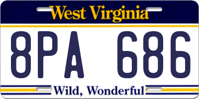 WV license plate 8PA686