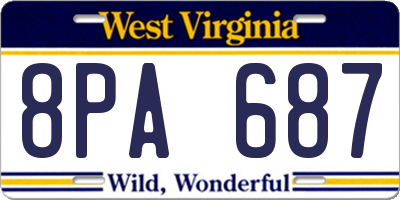 WV license plate 8PA687