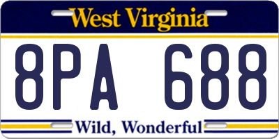 WV license plate 8PA688