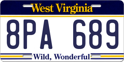 WV license plate 8PA689