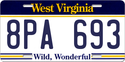 WV license plate 8PA693