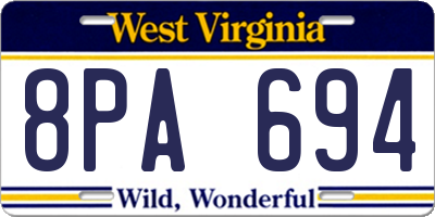 WV license plate 8PA694